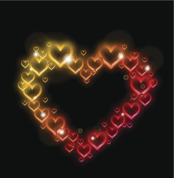 심장 국경 및 반짝반짝.  벡터 - valentines day heart shape backgrounds star shape stock illustrations