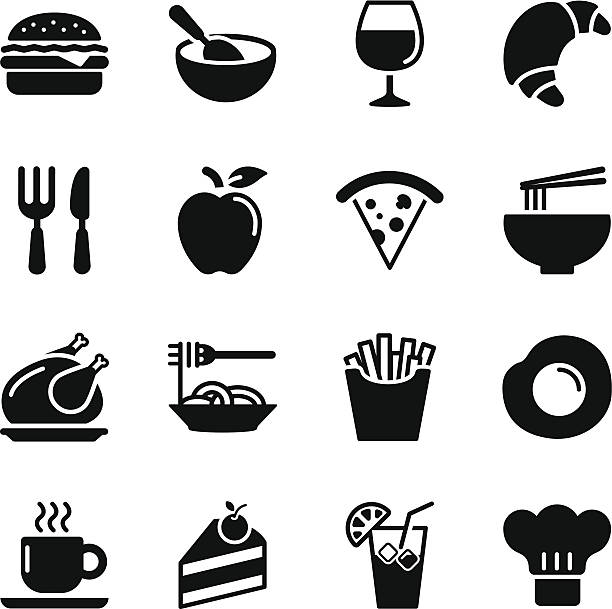 ikony potravin - sada 1 - hamburger jídlo stock ilustrace