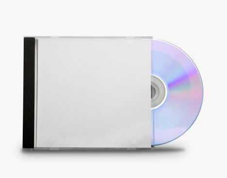 CD in the open box  on white background