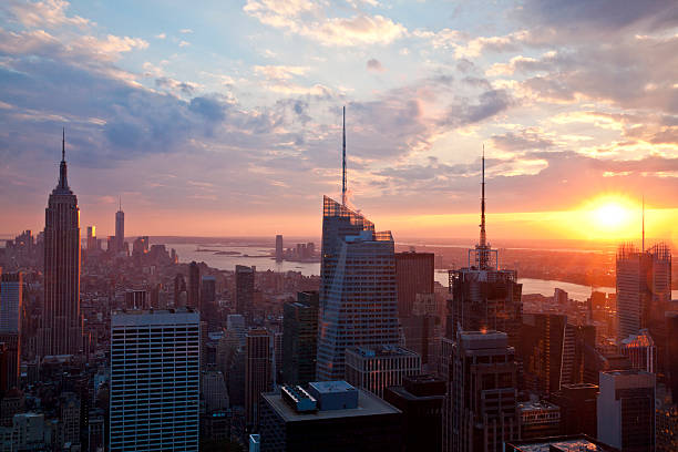 Manhattan at New York City during sunset