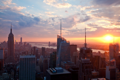 Manhattan at New York City during sunset