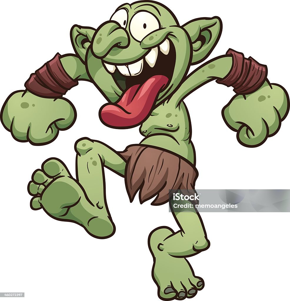 Cartoon Of A Crazy Green Troll Dressed In Bearskin Stock Illustration -  Download Image Now - Goblin, Troll - Fictional Character, Cartoon - iStock