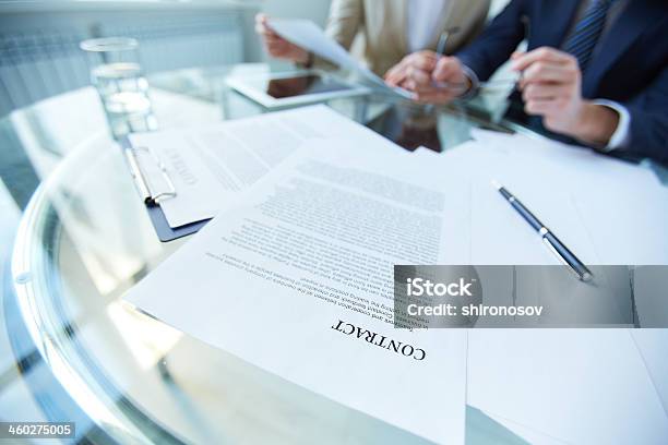 Workplace With Papers Stock Photo - Download Image Now - Asking, Business, Business Meeting
