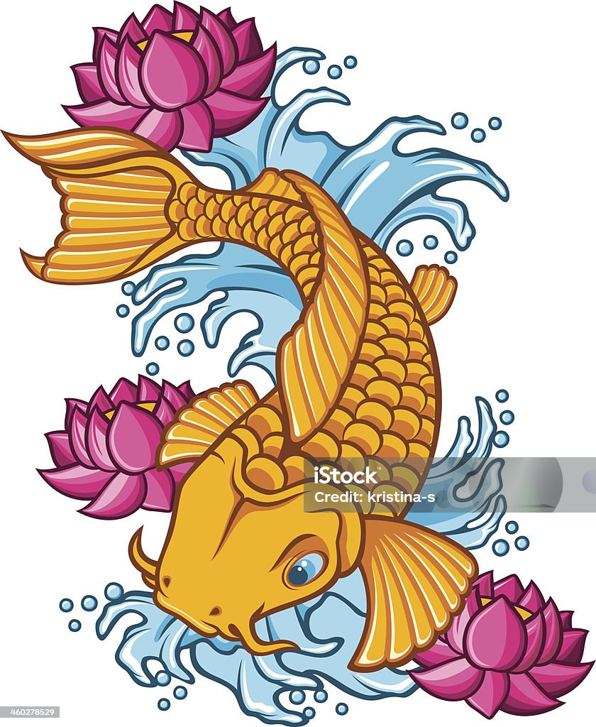 Golden Koi Tattoo Stock Illustration - Download Image Now - Koi Carp, Fish,  Tattoo - iStock