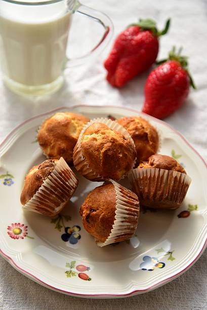 istock Muffins with milk and strawberry 460279271
