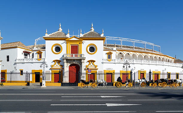 Real Maestranza de Caballeria Sevilla, in Seville, Spain View of Real Maestranza de Caballeria de Sevilla, in Seville, Spain caleche stock pictures, royalty-free photos & images