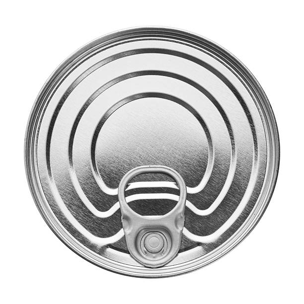 can Metallic tin. Isolated over white background. Food packing. spinning top stock pictures, royalty-free photos & images