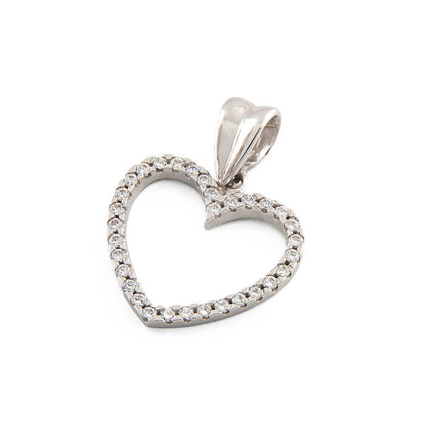 istock Silver pendant in shape of heart 460326175