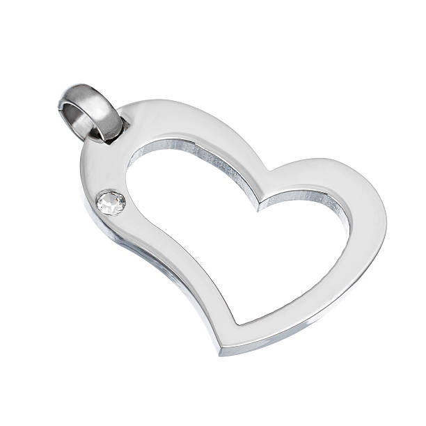 istock Silver pendant in shape of heart 460326185