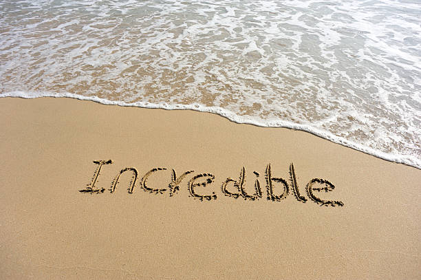 istock word incredible drawn on the beach 460326307