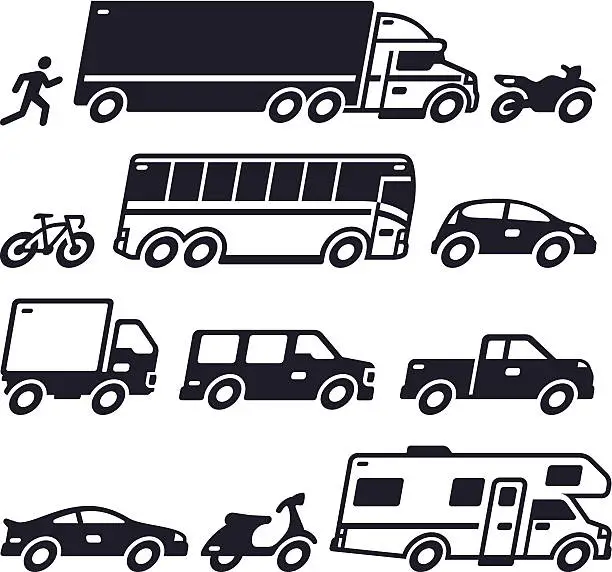 Vector illustration of Vehicle Transportation Symbols