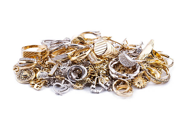 istock Gold jewelry on a white background 460358575