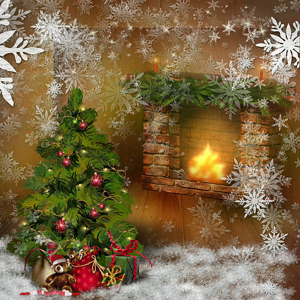 cartão de natal - ретро imagens e fotografias de stock