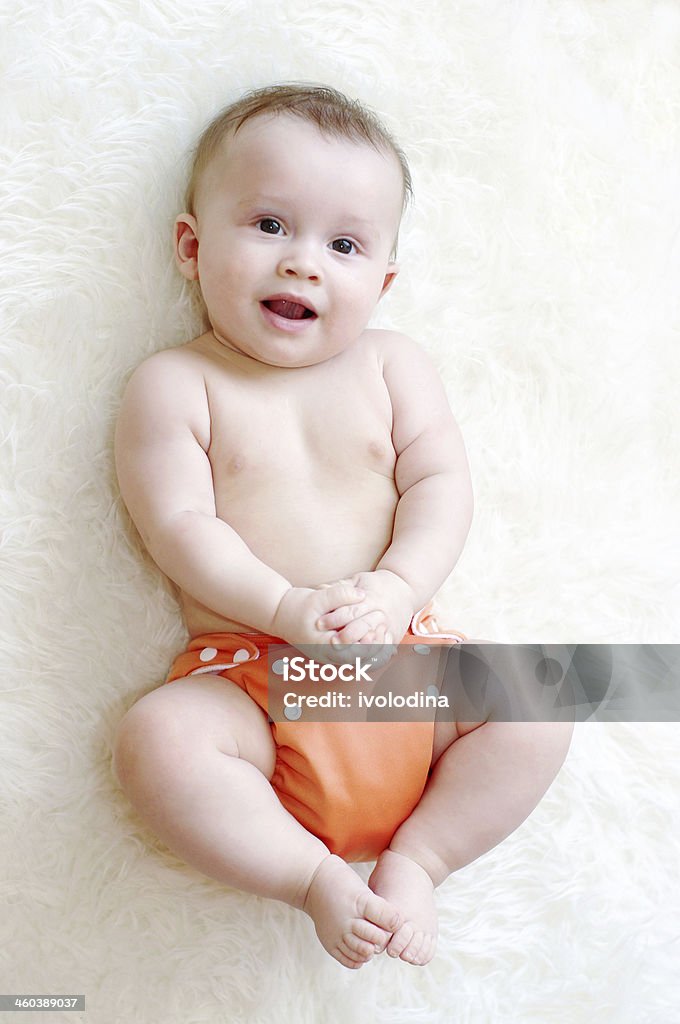 Bebé de 6 meses no tecido lavável a Fralda - Royalty-free 6-11 meses Foto de stock