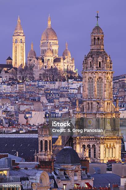 Foto de Basílica De Sacre Coeur Em Paris e mais fotos de stock de Paris - Paris, Noite, Basílica