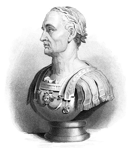 Julius Caesar - Antique Engraving Antique engraving of a bust of Julius Caesar. julius caesar bust stock illustrations