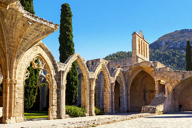 View of Bellapais Abbey near Kyrenia, Northern Cyrus Bellapais Abbey near Kyrenia, Northern Cyprus kyrenia photos stock pictures, royalty-free photos & images