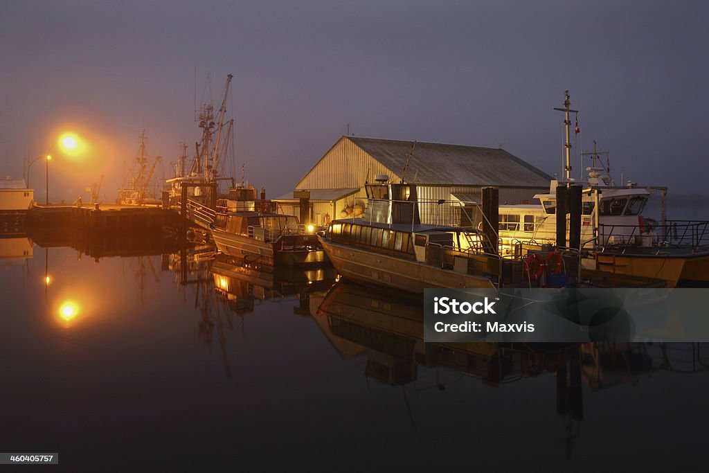 Steveston Nacht Dock Nebel - Lizenzfrei Anlegestelle Stock-Foto