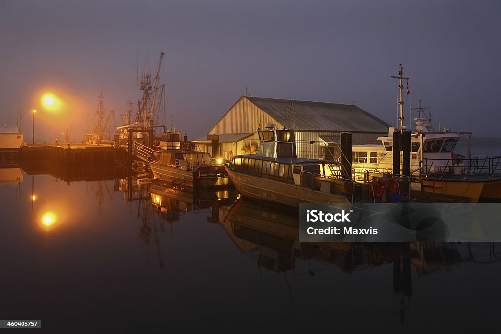 Steveston ночь док Туман - Стоковые фото Без людей роялти-фри