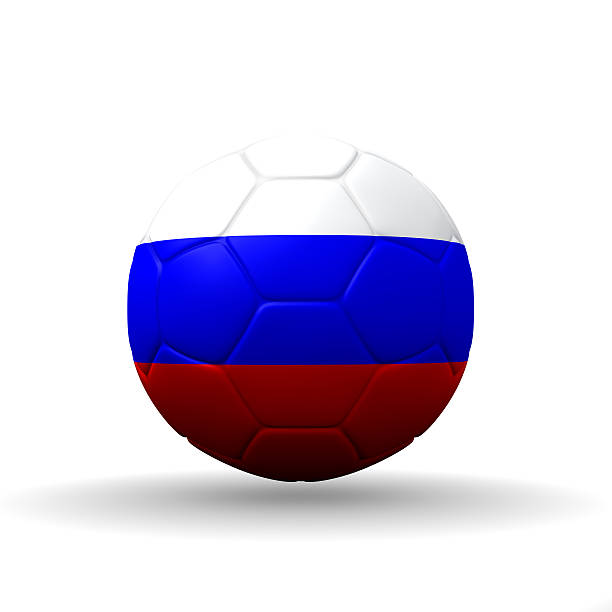 Russian Federation flag textured on soccer ball , clipping path stock photo