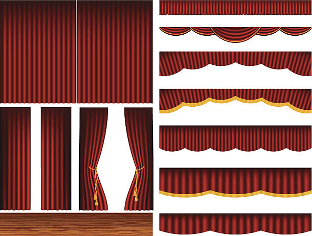 Theatre Stage Curtains Set Theatre Stage Curtains Set fringe stock illustrations