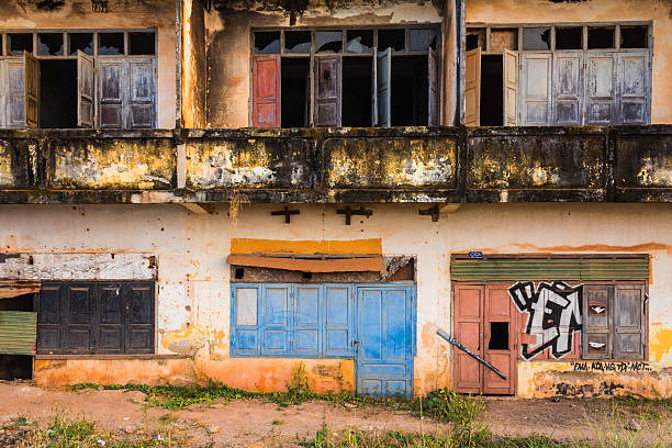 Colonial ruin in Vientiane, Laos. stock photo