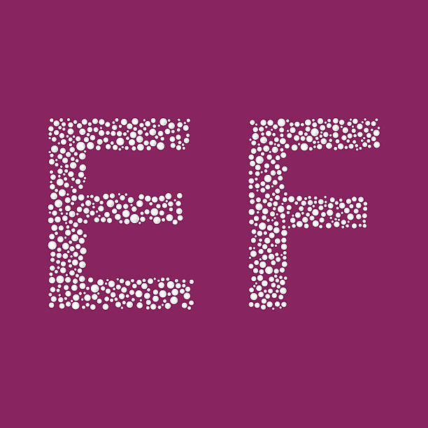 pearls_ef - letter f franc sign alphabet typescript stock illustrations