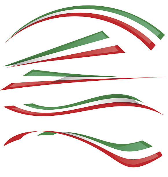 illustrazioni stock, clip art, cartoni animati e icone di tendenza di bandiera italiana set - bandiera italiana