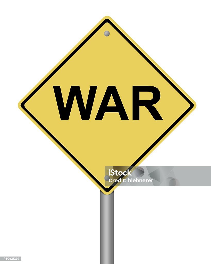 Panneau avertisseur de la Guerre - Photo de Blanc libre de droits
