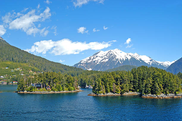 Sitka, Alaska View of Crescent Harbor and beautiful town of Sitka, Alaska southeastern alaska stock pictures, royalty-free photos & images