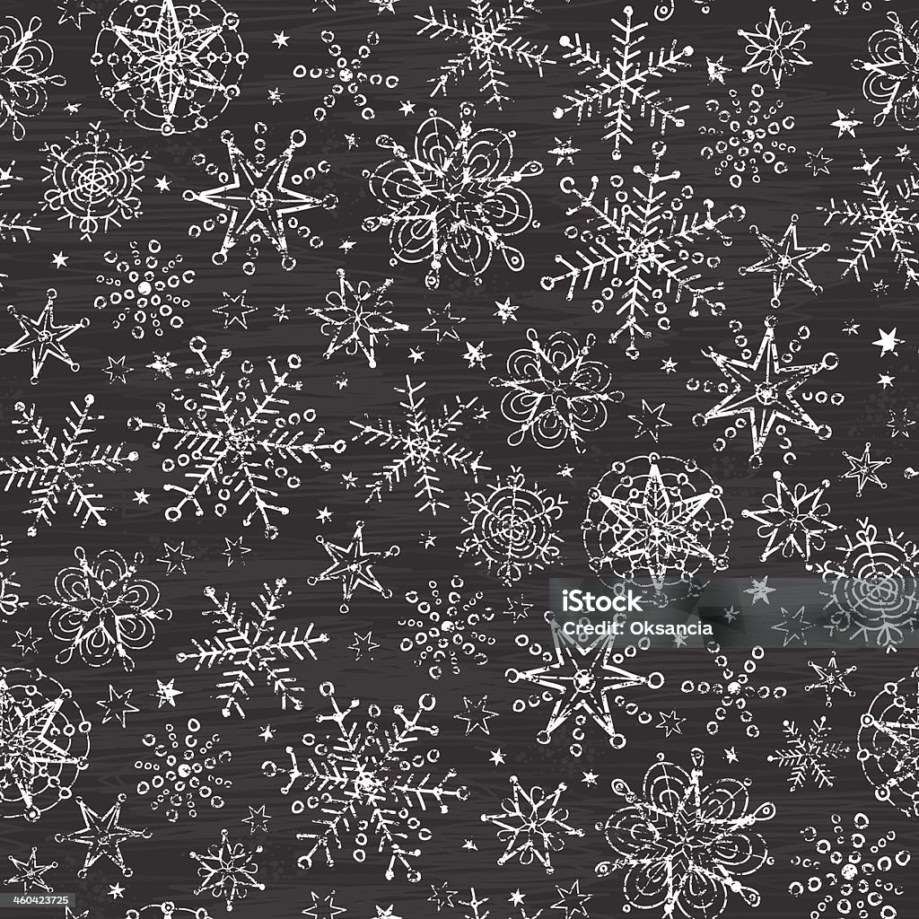 chalkboard black and white snowflakes seamless pattern background vector chalkboard black and white snowflakes seamless pattern background with drawn snowflakes on light sky background. Chalk Drawing stock vector