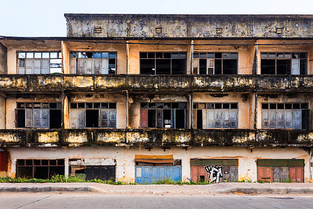 Colonial ruin in Vientiane, Laos. stock photo