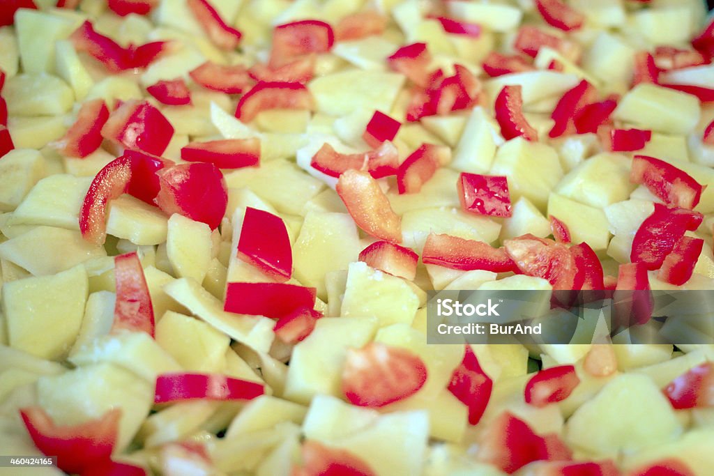 potato and pepper fresh potato and cayenne for preparation meal Arrangement Stock Photo