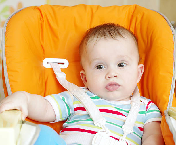 istock lovely baby sits on chair 460424333