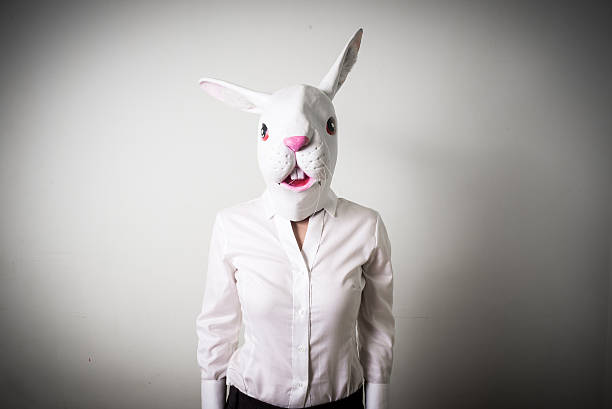 istock beautiful young businesswoman rabbit head 460427451