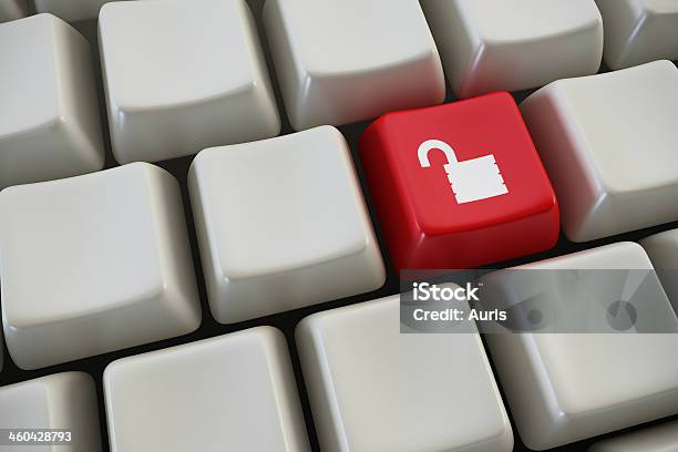 Locking Keyboard Buttons Keyboard With Lock Button 3d Rendering Stock Photo - Download Image Now ...