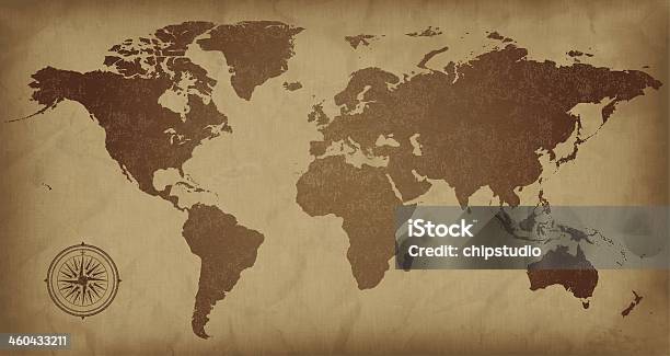 Vintage Welt Karte Stock Vektor Art und mehr Bilder von Weltkarte - Weltkarte, Alt, Vergangenheit
