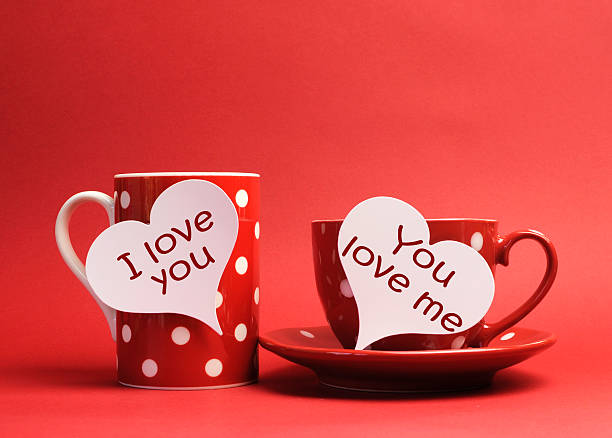 I love You messages on red polka dot cups