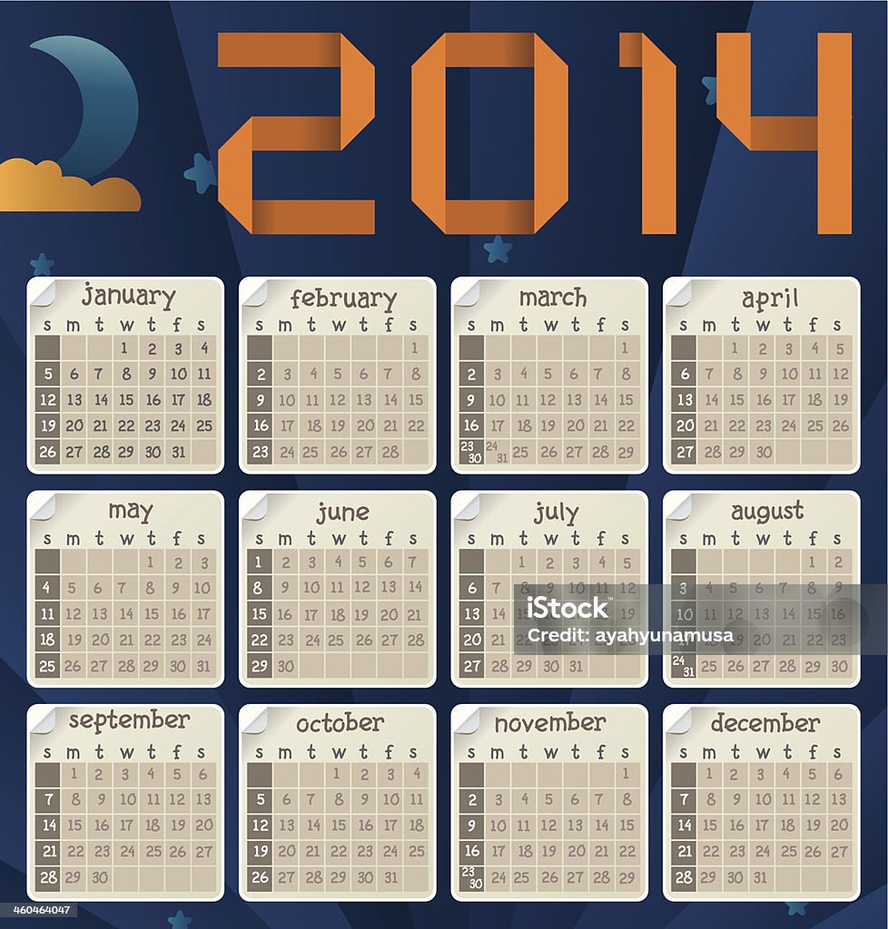 Calendar 2014 calendar 2014. The font in here is my creation. You can add your corporate logo. Happy new year guys. 2014 stock vector