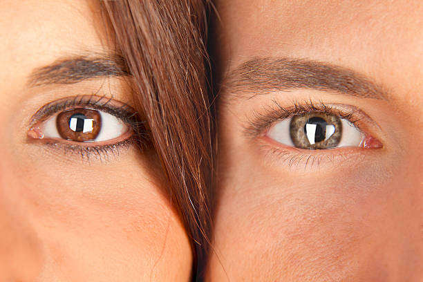 Portrait of attractive couple, faces closeup