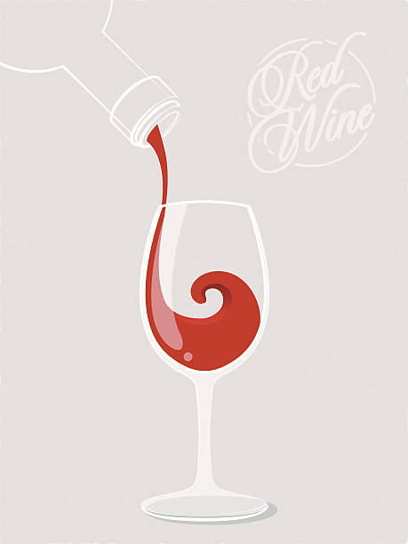 레드 와인 튀기다 - wineglass wine glass red wine stock illustrations