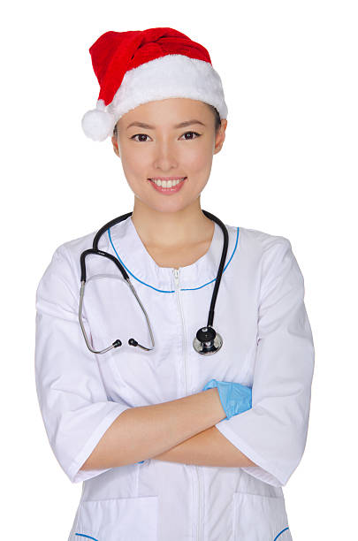 istock Christmas doctor with stethoscope 460478191