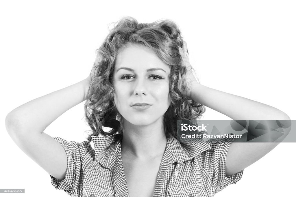 Chica Pin-up en blanco y negro - Foto de stock de Adulto libre de derechos
