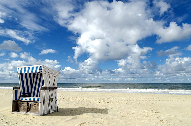 Beach baskets on the island Sylt stock photo