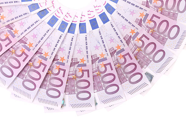 banknot 500 euro fana. - five euro banknote european union currency number 5 paper currency zdjęcia i obrazy z banku zdjęć