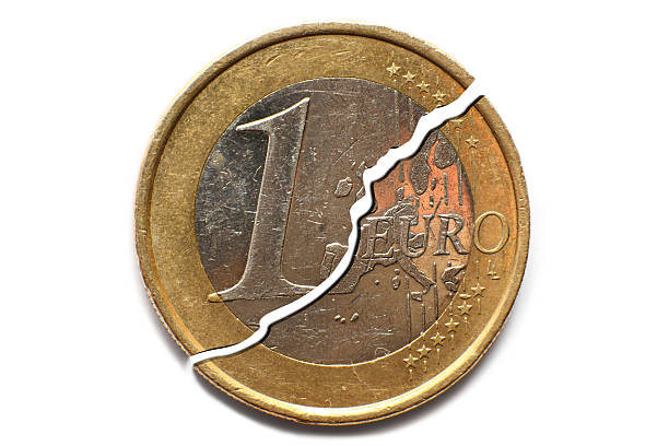 One broken Euro stock photo