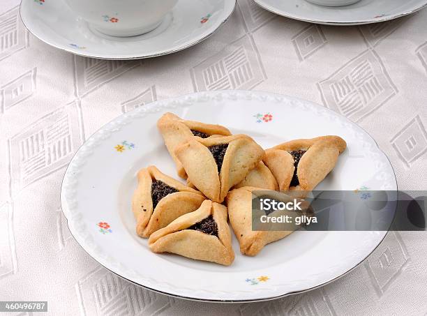 Hamantaschen Cookies For Jewish Festival Of Purim Stock Photo - Download Image Now - Apricot, Baked Pastry Item, Bakery