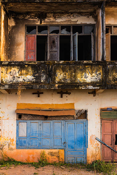 Colonial ruin in Vientiane, Laos. stock photo