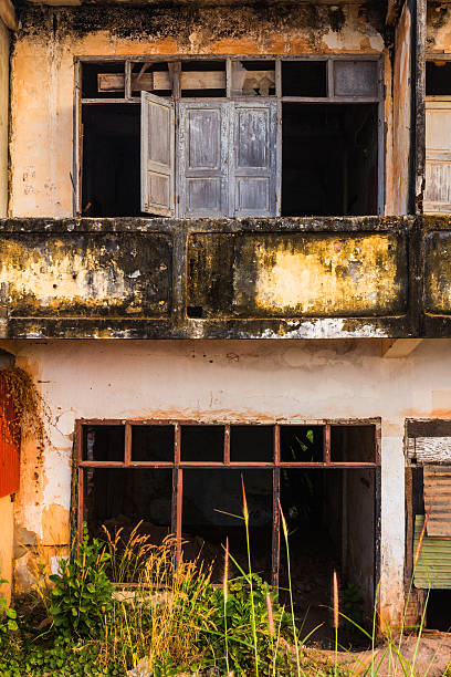 Colonial ruin in Vientiane, Laos. stock photo