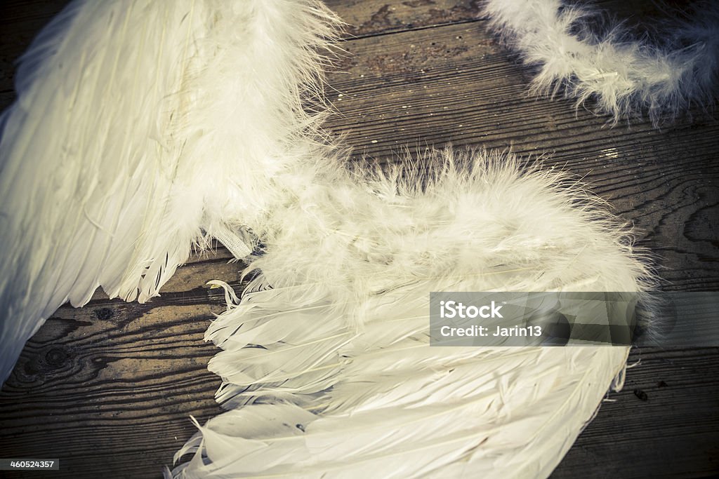 angel wings angel wings on the wooden floor - retro Angel Stock Photo